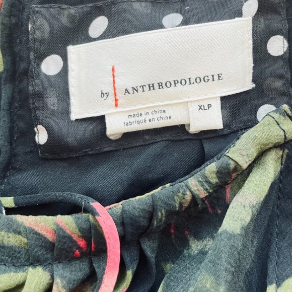 Anthropologie Emeline Pleated Midi Dress Floral Flowy Wedding Guest Dress, XL - Picture 5 of 7